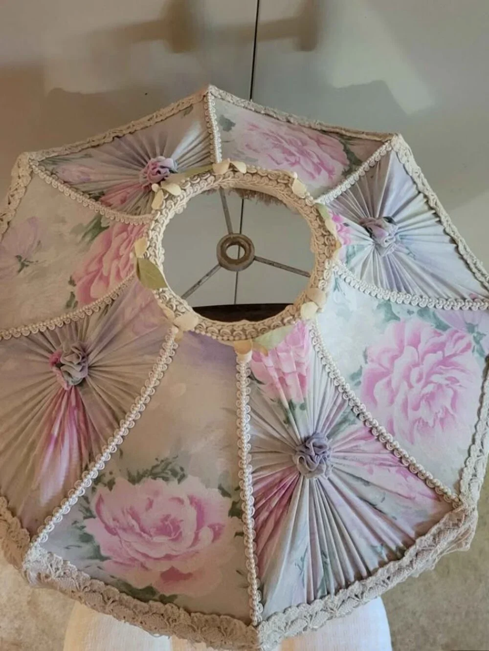 Vintage Floral Victorian Style Lampshade with Fringe